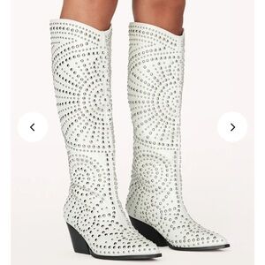 Billini White Studded Heeled Boots - Zachariah